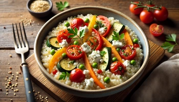 prosena kasa z zelenjavo in feta sirom